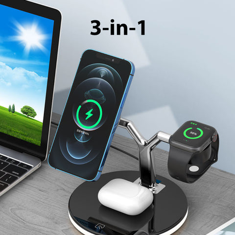 Betacom MageSafe 3-1 iPhone 16 iWatch AirPods Qi charging Dock Black