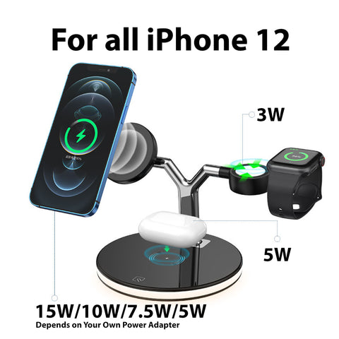 Betacom MageSafe 3-1 iPhone 16 iWatch AirPods Qi charging Dock Black