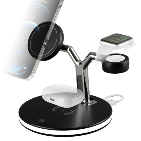 Betacom MageSafe 3-1 iPhone 16 iWatch AirPods Qi charging Dock Black